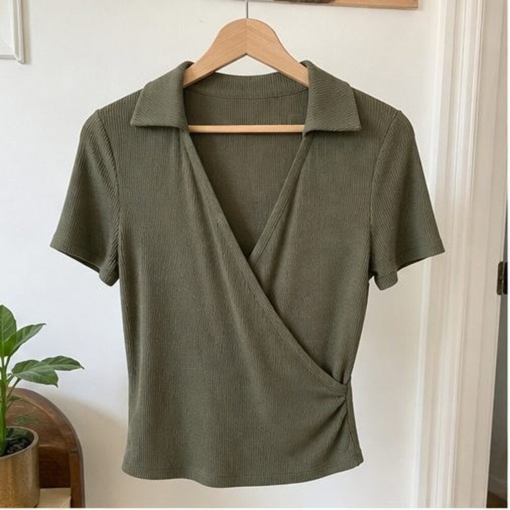 Olive Ruffle Blouse